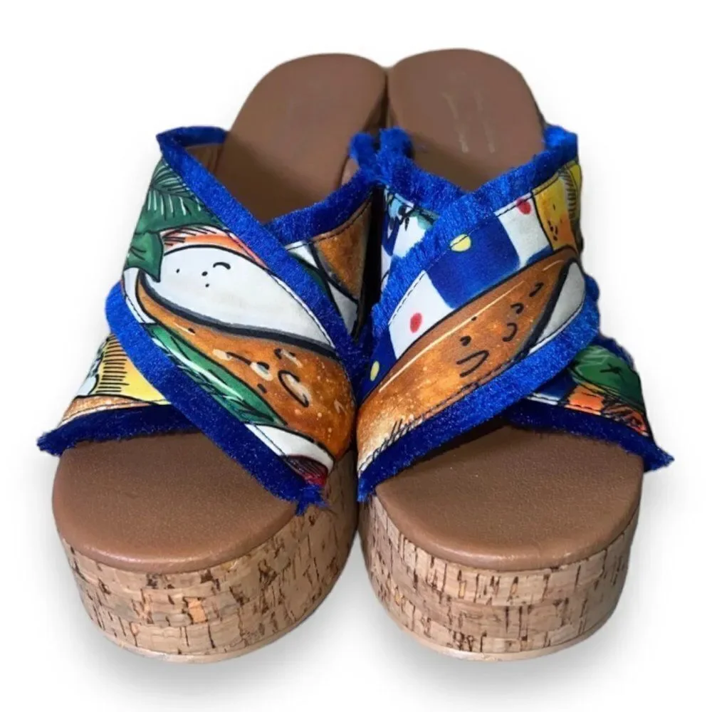 Antica Sartoria by‎ Giacomo Cinque Colorful Wedge Sandals Women's 10.5